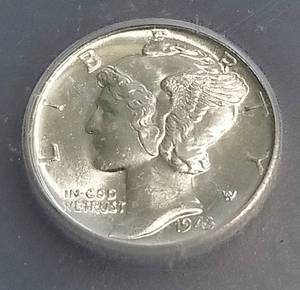 1943 MERCURY DIME MS64 ICG
