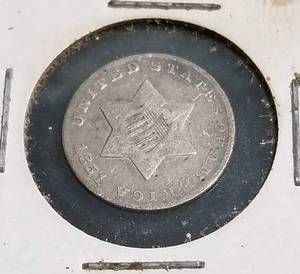1851 US THREE CENT SILVER TRIME FINE