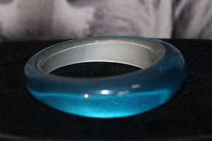 lot 54 image: Rare Translucent Blue Asymmetrical Bangle Bracelet