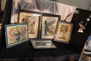 lot 46 image: 5 Hand Painted Egyptian Papyrus Artwork