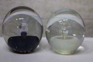 lot 165 image: Two Murano Glass Signed Eikholt Holographic Lotus Oval Paperweights