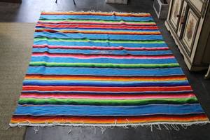 lot 86 image: Colorful Wool Fringed Throw