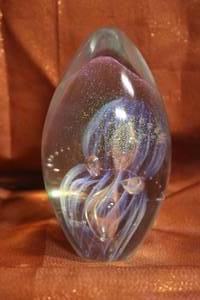 lot 120 image: Murano Glass Double Swirl Intricate Design Egg Paperweight