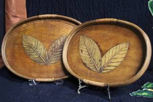 lot 94 image: Vintage Handmade Oval Bamboo Trays