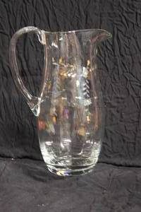 lot 111 image: Etched Cut Glass Romanian Water Pitcher