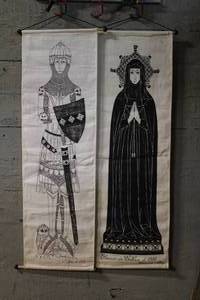 lot 132 image: Two Screen Print Linen Scroll Hangings