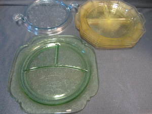 Amber & Green Depression Glass
