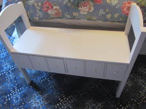 White Bench with Storage