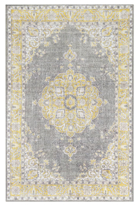 WELL WOVEN Nile Tarifa Vintage Bohemian Medallion Floral Yellow 2 ft. 6 in. x 3 ft. 9 in. Doormat Accent Area Rug