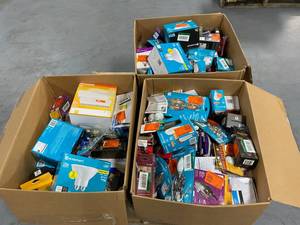 Lot of various types and sizes of light bulbs