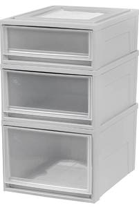 IRIS USA, INC. BC-500 COMBO Shallow, Medium, Deep Box Chest Drawer Set, 96 Quart, White, 3 Pack