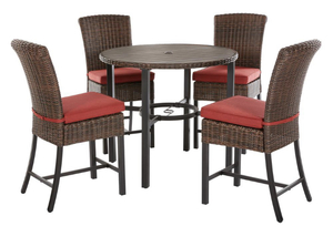 HAMPTON BAY Harper Creek Dark Brown Wicker Outdoor Bar Height Dining Table