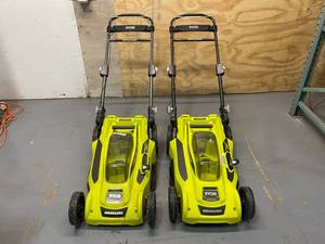 RYOBI Lot of Two- 20 in. 40-Volt Brushless Lithium-Ion Cordless Battery Walk Behind Push Lawn Mower