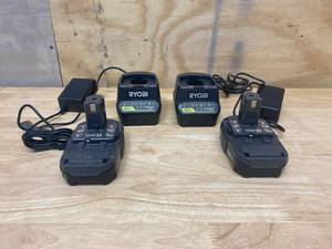 RYOBI 18-Volt ONE Lithium-Ion 1.5 Ah Compact Battery (2-Pack) with Charger Kit.  Comes with 2 Chargers and 2 Batteries.