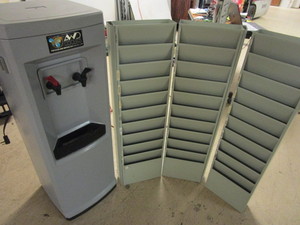 lot 316 image: WATER DISPENSERCOOLER WITH EVERPURE PUMP, TIME CARD SHELF UNITS