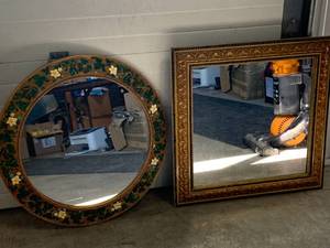 lot 9 image: Lot of 2 Vintage Ornate Framed Mirrors
