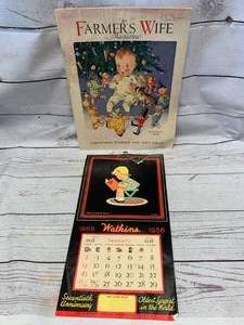 lot 16 image: 1938 Watkins Calendar & 1935 Farmers Wife Magazine