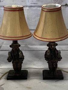 lot 28 image: Lot of 2 Old Monkey Lamps 12 Tall