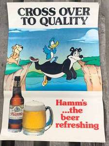 lot 45 image: Vintage Hamms Beer Poster (approx 19 x 29)