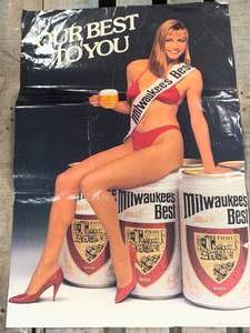 lot 50 image: Vintage Milwaukees Best Poster 20 X 29