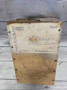 lot 78 image: Antique 1 Gallon Alcohol Container Inside Wood Box
