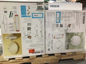 Lot of 25 Moen Bath mirrors open boxes  customer returns not inspected