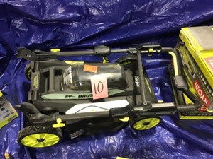 Pallet with assorted Ryobi outdoor tools see pictures