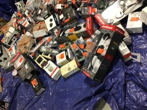 Lot of assorted Door knobs and hardware, not inspected various brands and models
