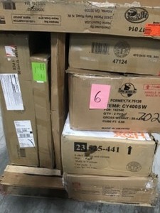 Pallet with assorted furniture pieces open boxes not inspected