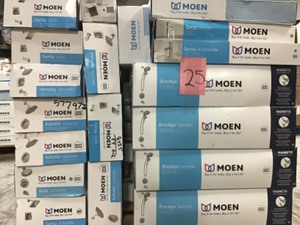 Pallet of Customer Return  Moen Faucets Complete with light scratches or small blemishes high value see pictures