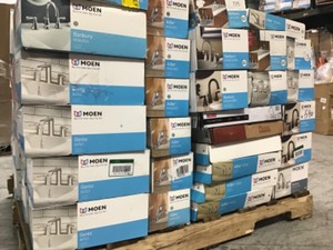 Pallet with Moen Faucets for Parts or repair customer returns