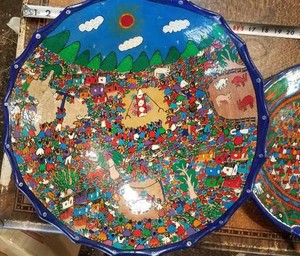 lot 32 image: Tribal Dcor Bowl and Plate (15 inch bowl, 13 inch plate)