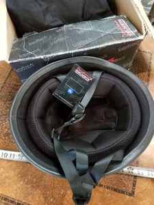 lot 37 image: Dayton XL Motorcycle Helmet with Cloth Cover in Original Box