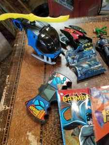 lot 38 image: Batman Lot with Helicopter, Batmobile, Action Figures and More