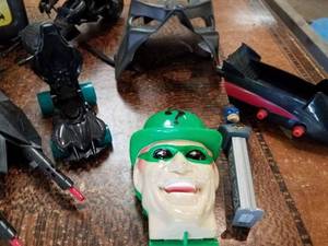lot 41 image: Batman Lot with Mask, Bat Copter, Bat Cycle and More