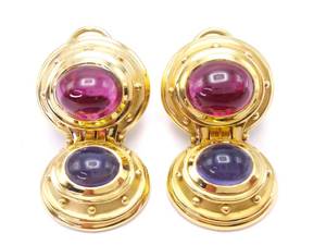 Simon G Designer Tourmaline Estate Earrings in Heavy 18k Gold $12,000 Retail