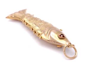 Designer Movable Fish Pendant in 14k Yellow Gold $1875
