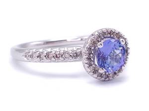 Beautiful Tanzanite and Diamond Ring in 14k White Gold $3699
