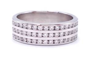 Impressive Three Row Channel Set Diamond Ring in 14k White Gold $3250