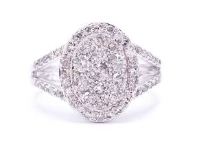 Amazing Diamond Cluster Estate Ring in Solid White Gold $2450