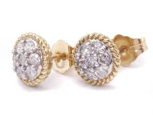 Beautiful Cable Diamond Estate Earrings in Solid Yellow Gold $2275