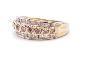 Beautiful .80 Carat White and Chocolate Diamond Estate Ring in Solid Yellow Gold $2175