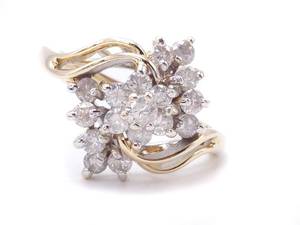 1 Carat Diamond Cluster Estate Ring in 14k Yellow Gold $2225