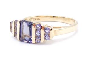 Beautiful Iolite or Amethyst and Tanzanite Estate Ring in 14k Yellow Gold $1999 Retail