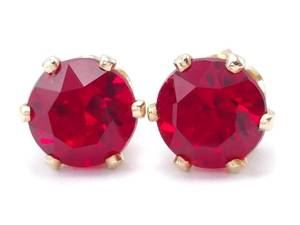 Rich, Scintillating Red Stone Estate Earrings in 14k Yellow Gold