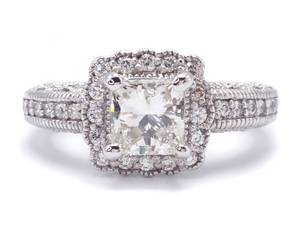 Elegant 1 Carat Diamond Halo Estate Ring in 14k White Gold $6275