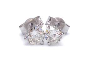 12 Carat Fine Diamond Estate Stud Earrings in 14k White Gold