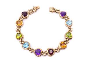 Multi-Gem 7 12 Estate Bracelet in 14k Yellow Gold $3299