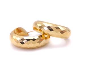 Fantastic 18k Yellow Gold Designer Styled Hoop Earrings $1850