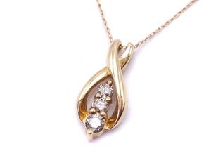 Triple Diamond Estate Pendant in Solid Yellow Gold